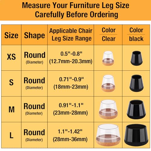 Image of 16-Pcs Round Silicone Chair Leg Floor Protectors, Thick & Tear | Stretchy Furniture Pads & Caps Protect Hardwood Floors from Scratches & Noise and Fit Most Dining Table & Bar Stool Legs