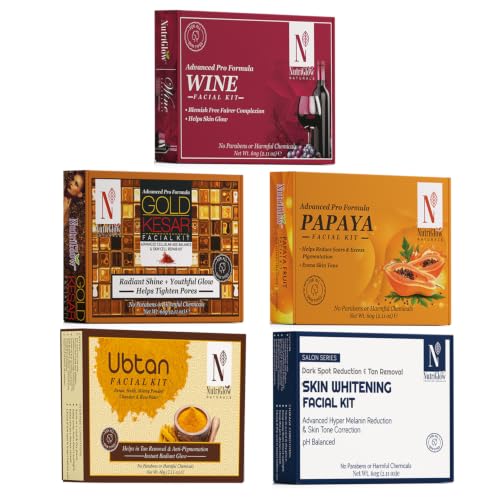 Image of NutriGlow Facial Kit for Glowing Skin And Tan Removal, Suitable for All Skin Types, Complete At-Home Bridal Facial Set for Men & Women, Pack of 5 Variants 60g Each