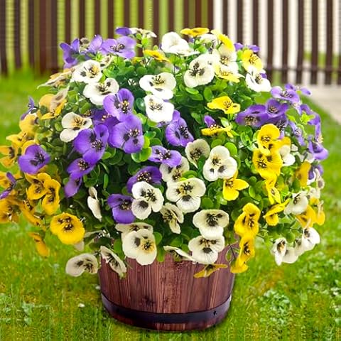 Thinktral 12pcs Outdoor Artificial Flowers Cover