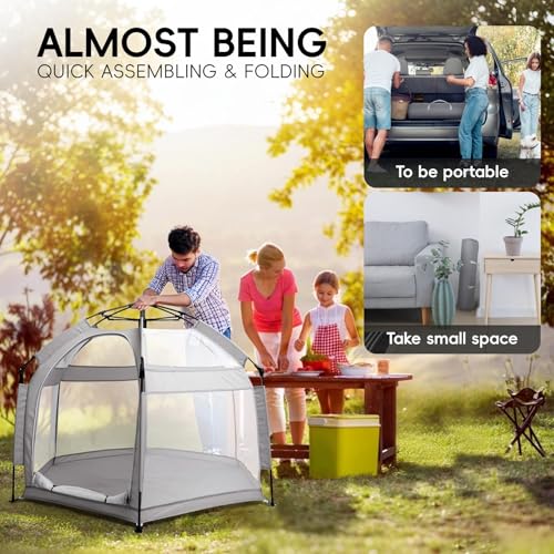 Image of Palopalo Pop Up Baby Beach Tent - UPF50+ Sun Protection Canopy & Mosquito Net, 150D Oxford Ripstop Fabric, Instant Setup Portable Playpen for Indoor & Outdoor Play, Lightweight Pack and Play Yard