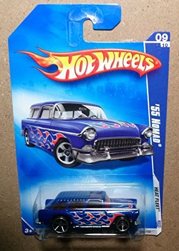Hot Wheels '55 Nomad azul con detalles rojos y blancos miniatura 1