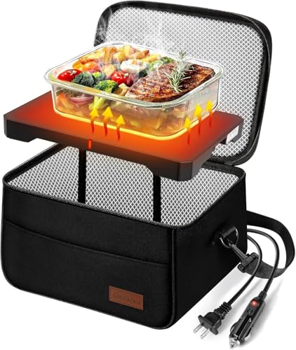 DoubleCare 8.87L Fiambrera Eléctrica 3 en 1, 12/24V/110/220V Tartera Eléctrica para coche, Trabajo Fiambrera Térmica para Oficina, Hogar, Viajes, Coche y Camión