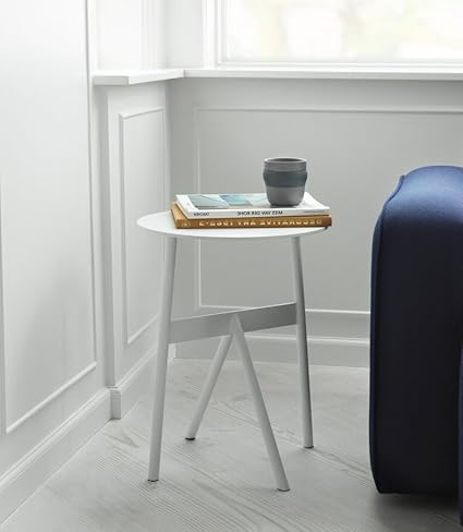 INDIDECOR 61979 Modern Symmetric Round Metal Round Table/Side Table/Center Table - Metal - White
