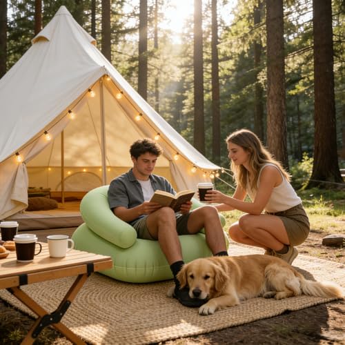 Sofá inflable para camping de alta durabilidad y tejido técnico resistente 3