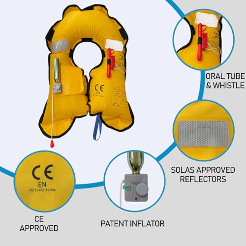 Image of Manual Inflatable Life Jacket for Adults| Supports up to 330 lbs