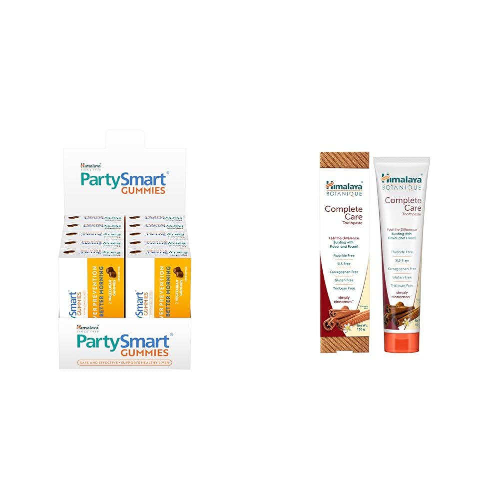 Himalaya Partysmart Gummies 10NX2'S INDIA | Himalaya Botanique Complete Care Toothpaste - Simply Cinnamon, Bad Breath Treatment, 150 g (Pack o-image-28