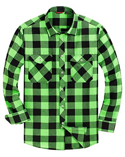 Image of Alimens & Gentle Men's Button Down Regular Fit Long Sleeve Plaid Flannel Casual Shirts