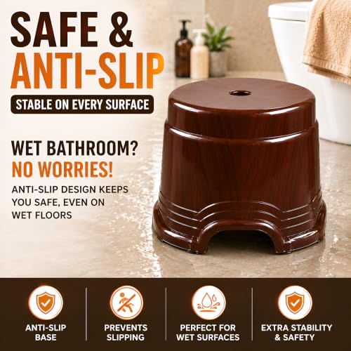 Image of PulGos 10 inches Anti- Slip Plastic Sitting Stool for Kitchen & Bathroom Lightweight Anti-Skid Bathroom Stools | Comfortable for Indoor and Outdoor use |Patla Chair for Garden and Home Use
