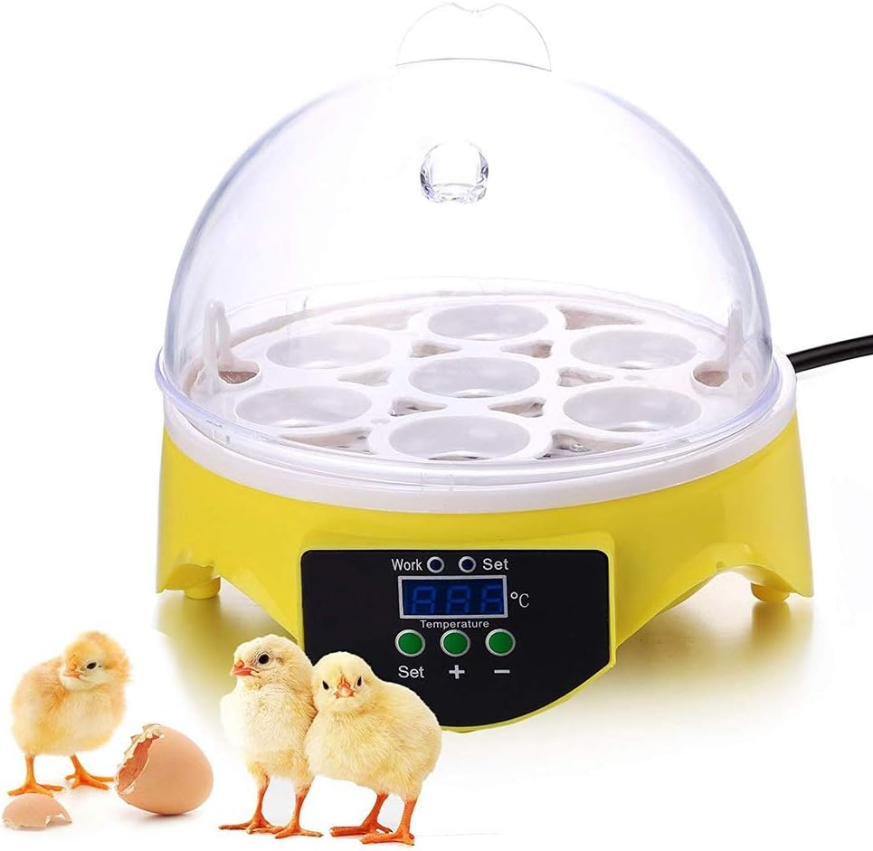 7 Egg Incubator Automatic Digital Hatcher Hatcher Temperature Humidity Control for Chicken Duck Goose Bird Brooder (220V)