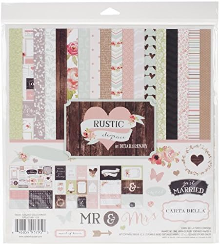 Carta Bella Paper Company CBRE41016 Rustic Elegance Collection Kit for Scrapbooking White, 12-x-12-Inch