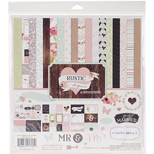 Carta Bella Paper Company CBRE41016 Rustic Elegance Collection Kit for Scrapbooking White, 12-x-12-Inch