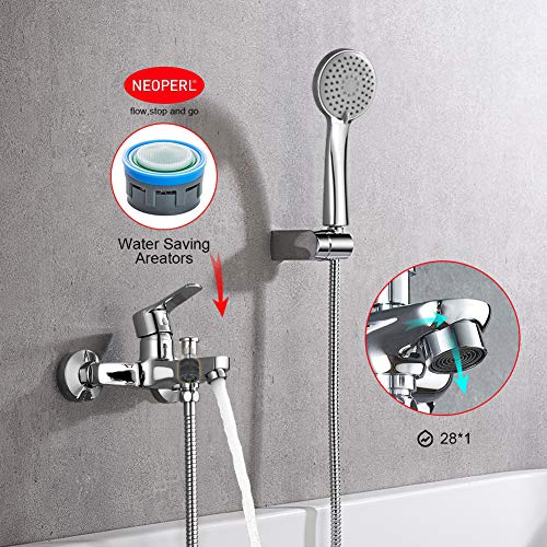 Ibergrif-M13057-Star-Conjunto-de-Grifo-para-Banera-Mezclador-de-Bano-Ducha-Monomando-para-Instalacion-en-Pared-Cromo