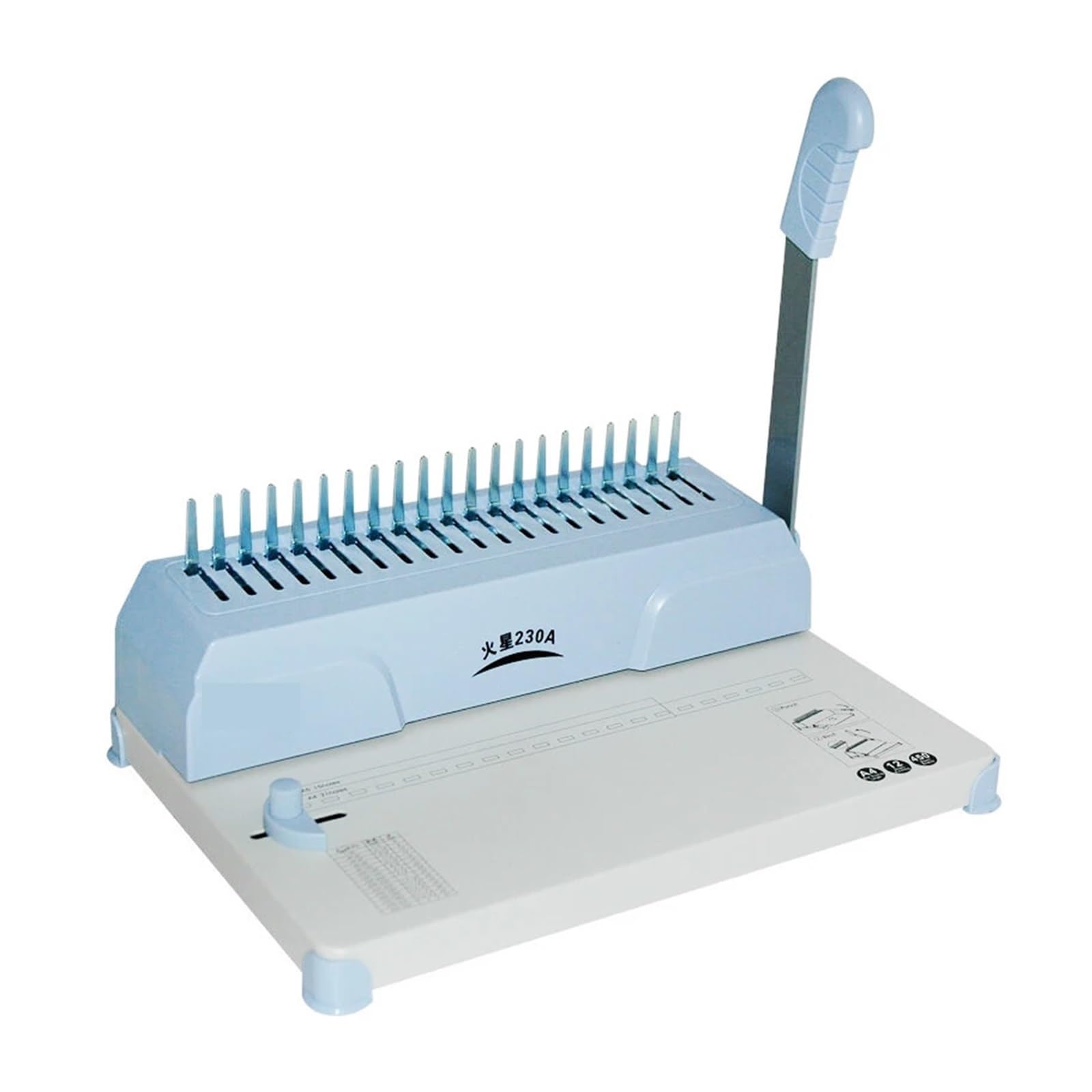 Rilegatrice, Macchina rilegatrice a pettine 230A Macchina perforatrice Macchina rilegatrice con clip ad anello in gomma Macchina rilegatrice for buoni finanziari per scuola e ufficio
