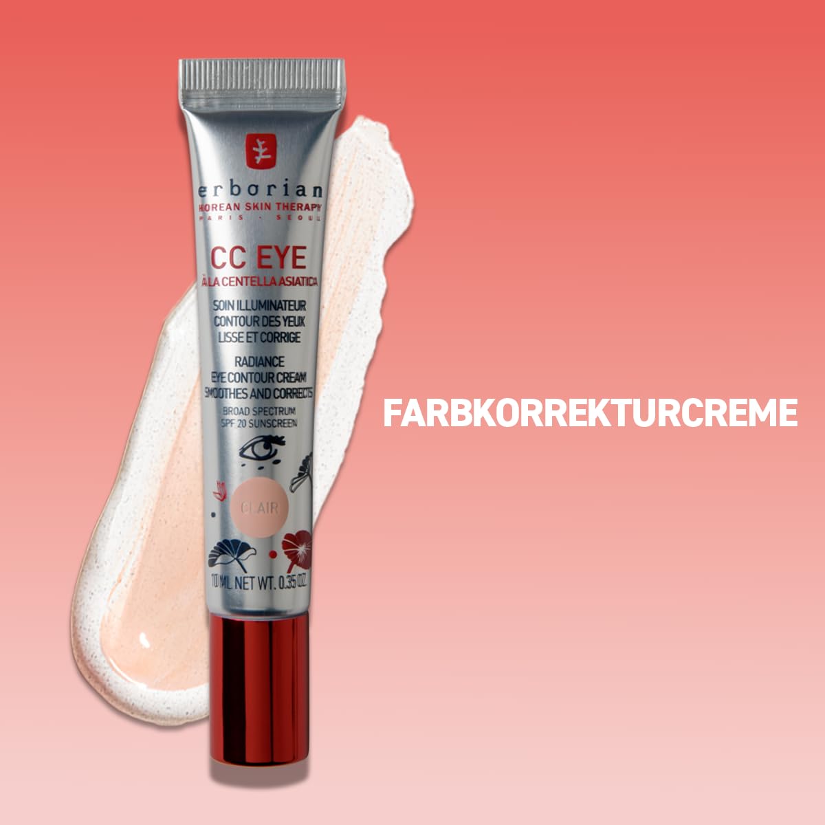Erborian - CC Augencreme Gold mit Centella Asiatica - Aufhellende und getönte Augenkonturkorrektur