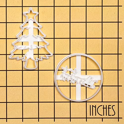 BAKERLOGY Set of 2 Christmas Cookie Cutters (Designs: Christmas Tree and Santa Claus with Reindeer) - Detailed Biscuit Cutter Design for Baking and Crafts, Ideal on Fondant, Dough, Clay - Image 6