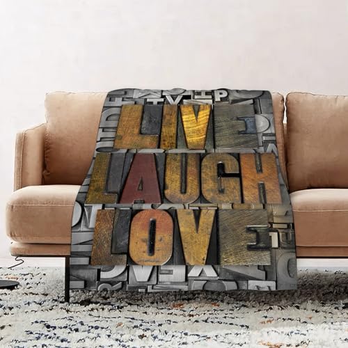 Image of JYLYZZIN Fleece Blanket | Soft Cozy Flannel Throw Blanket | Perfect for Home, Bedroom, Sleepovers & Camping,Live Laugh Love,Saying Promoting The Sacred Values of,100x130cm
