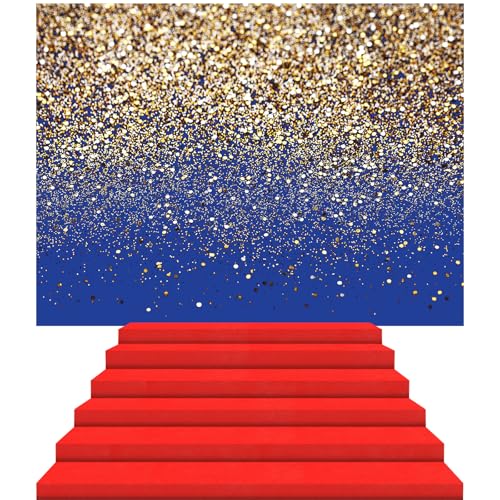 Fondo Azul Marino con Puntos Dorados y Alfombra Roja para Fiesta miniatura 1