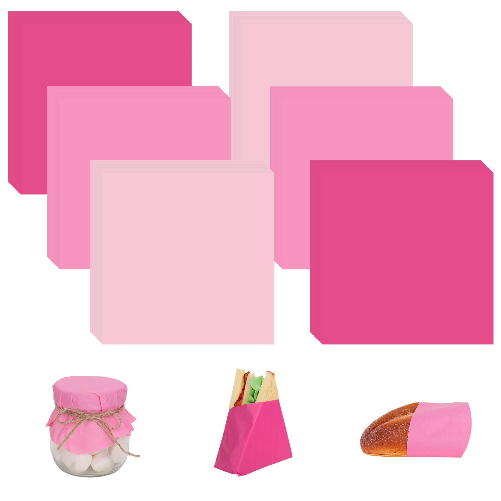 Papier ciré rose uni pour emballage sandwich anti-gras et décoration de buffet