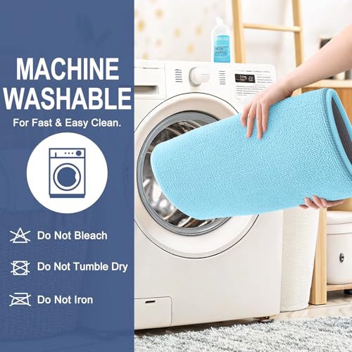 Image of OLANLY Thick Memory Foam Bath Mat Rug 30x20, Extra Soft Absorbent Bathroom Rug, Quick Dry Bath Mats, Non-Slip, Machine Washable Carpet for Bathroom, Tub and Shower, Home Decor Accessories, Sky Blue
