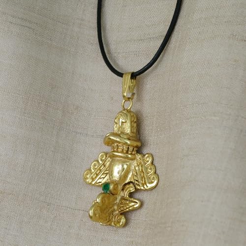 Image of Across The Puddle Colombian Emerald & Multi-Material Options | Quimbaya Flyer Pendant Necklace | Ancient Alien Golden Jets Collection