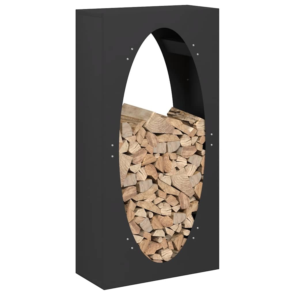 Estantería para leña negra de acero laminado en frío, 50 x 23 x 100 cm, capacidad de carga de 60 kg, para leña, leña, estante de madera, soporte de almacenamiento interior