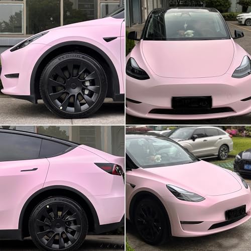 Image of Matte Light Pink to Purple Chameleon Car Vinyl Wrap Satin Finish Color Changing Self Adhesive DIY Car Body Film for Vehicle Interior Exterior Decoration, 59.84 inch x 629.92 inch (The Whole Roll)