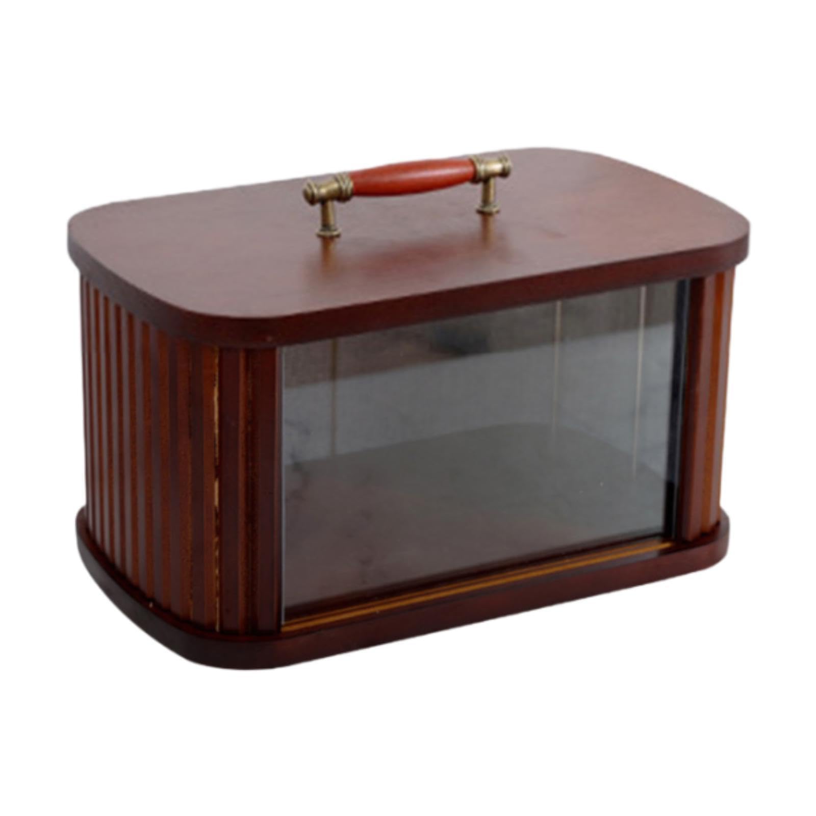 de Madera, Contenedor para Guardar Pan, Estilo Retro con Ventana, Organizador para Mostrador de Cocina, Ideal para Cafeterías Y, Marrón 34.5 Cm, Individual