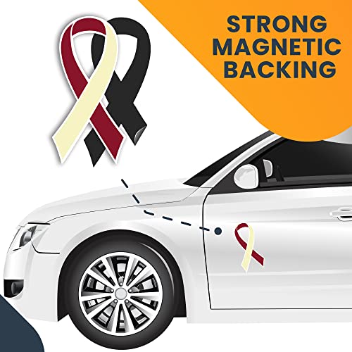 Image of Magnet Me Up Head and Neck Cancer Awareness Burgundy and Ivory Ribbon Magnet Decal, 3.5x7 Inches, Heavy Duty Automotive Magnet for Car Truck SUV, Showing Support or Fundraising, Crafted in USA