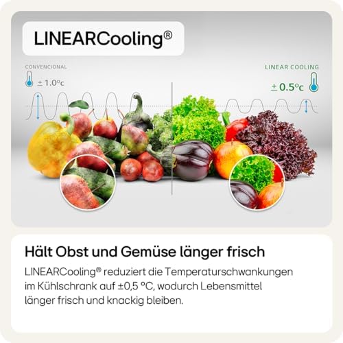 Bild 3 - LG GSGV81PYLL Side by Side Kühlschrank, Klasse E, 635 L, Instaview, Kühlschrank mit Gefrierfach, Eis-, Crushed Ice- Wasserspender, Total NoFrost, Smart Inverter Kompressor, Wi-Fi