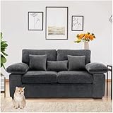COLAMY Loveseat Couch Sofa,73' Upholstered Living Room Sofa with Pillows Modern Comfy Removable Back Seat Cushions Bedroom Couch,Grey