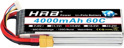 HRB 4S Lipo Batería XT60 4000mAh 60C 14.8V RC Lipo Batería Compatible con RC Barco Coche Camión Multirotor Helicóptero Quadcopter Avión Barco