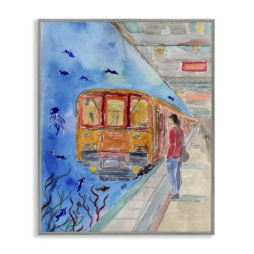 Underwater Aquarium Subway Train, 24 x 30 Inch Framed Giclée Print