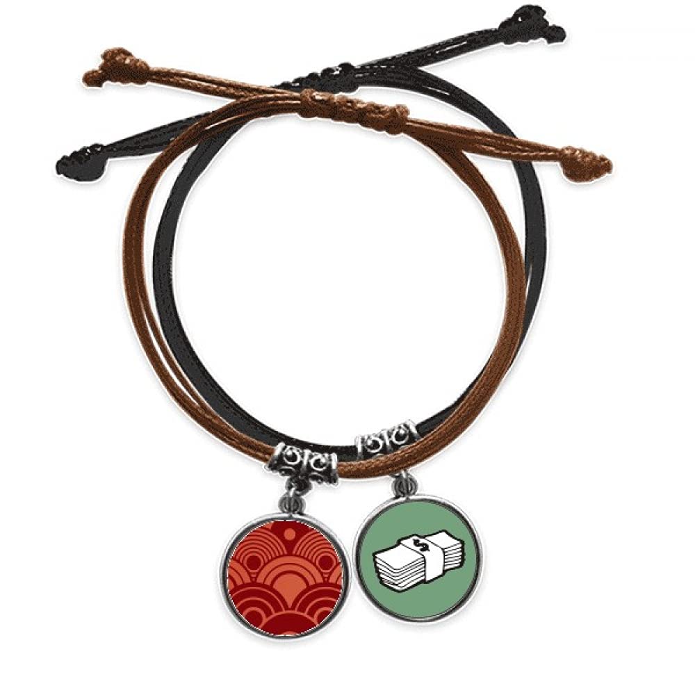 Pulsera de cuero con ondas asiáticas hecha a mano estilo japonés con amuleto 3