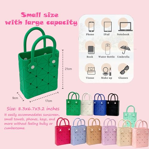 Rubber Tote Bag Small Beach Bag Waterproof Travel Beach Tote Outdoor Washable Mini Bags Open Portable Handbag4