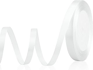 White Ribbon for Gift Wrapping 3/8 in 25 Yards White Satin Ribbon Floral Ribbon White Ribbon for Flower Bouquet White Ribbon for Hair Ribbon for Crafts Sewing Gymnastics White Christmas Ribbon Decor