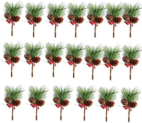 Htmeing Small Artificial Pine Picks for Christmas Flower Arrangements Wreaths and Holiday Decorations (20pcs)