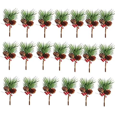 Htmeing Small Artificial Pine Picks for Christmas Flower Arrangements Wreaths and Holiday Decorations (20pcs) Cover