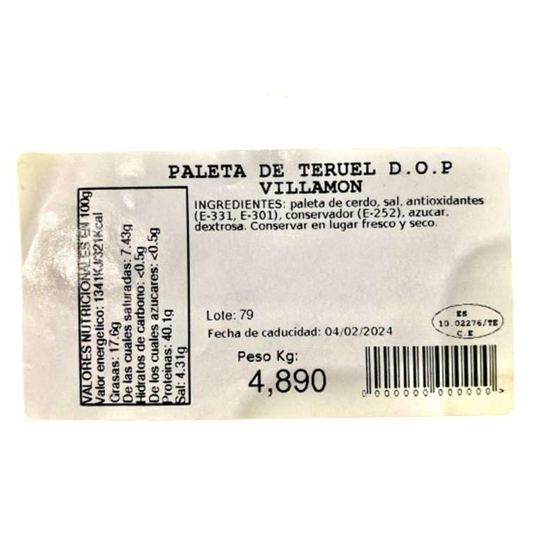 Paleta de Teruel DOP | Entera - 4,5kg - 5kg