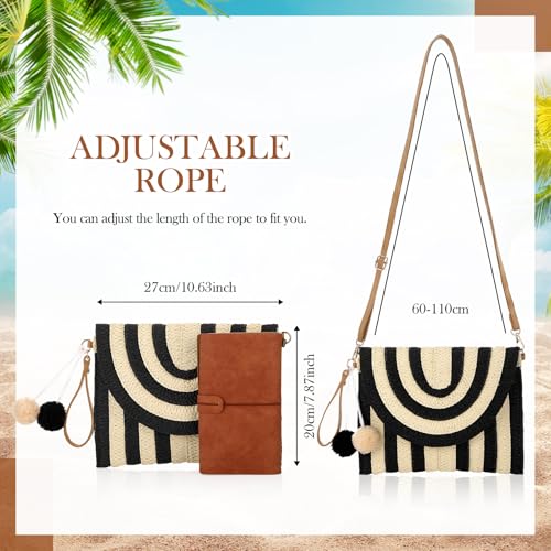 Image of Frienda Straw Purses for Women Straw Clutch Crossbody Bag Summer Beach Shoulder Bag Woven Envelope Wallet Handbags