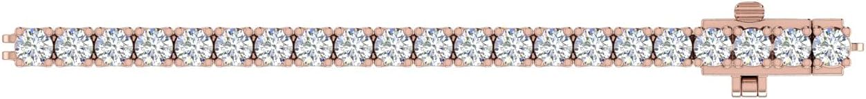5.15 to 5.9 Carat Natural Diamond Box Chain Tennis Bracelet for Women in 14K Gold (7 to 8 inch)
