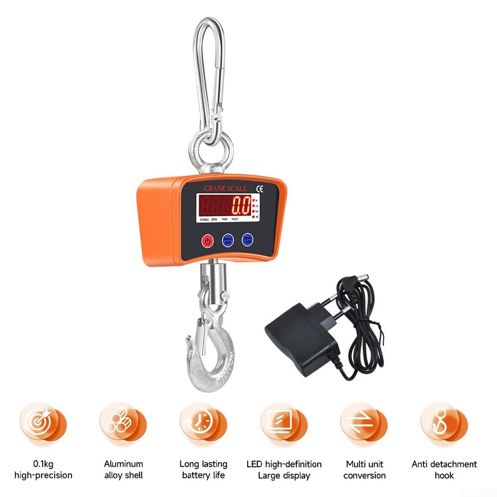 Bilancia Elettronica da Gancio 1000kg Ricaricabile LED