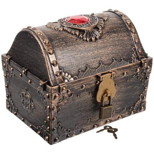 Listado de Cofres , tabla con los diez mejores. 48 ibasenice Cofre Del Pirata Vintage Para Adolescentes, Tamaño Grande, De Plástico Duradero, Color Cobre Antiguo Con Cubierta Redonda, Adecuado Para Juegos De Rol, Almacenamiento...