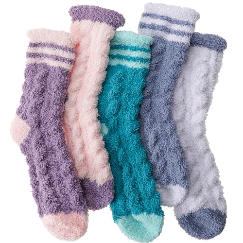 Image of EBMORE Womens Fuzzy Socks Fleece Fluffy Cabin Plush Warm Sleep Soft Cozy Winter Adult Socks