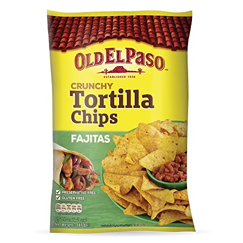 Old el Paso Crunchy Tortilla Chips Fajita Flavor 185g Gluten Free Perfect Chips for Loading and Dipping Fresh and Crispy Tortilla Chips