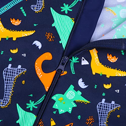 Image of HUAANIUE Toddler Boy Swimsuit Rashguard One-Piece Swimwear 0-6 Years | UPF 50+ sun protection, front zipper with chin guard, 4-way stretch quick-dry fabric, flatlock seams anti-chafing