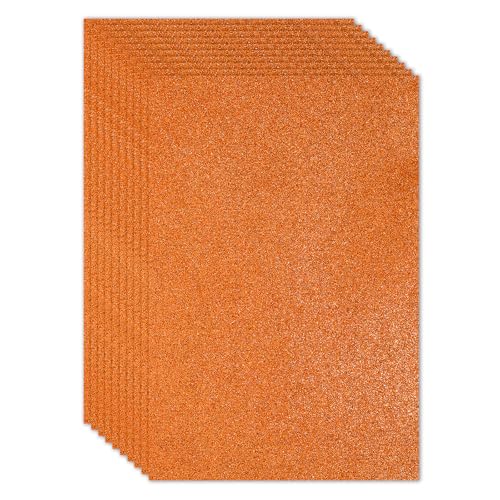 Feuille de Mousse Pailletée EVA Orange 16x12 Pouces 2mm Autocollante pour Loisirs Créatifs x10