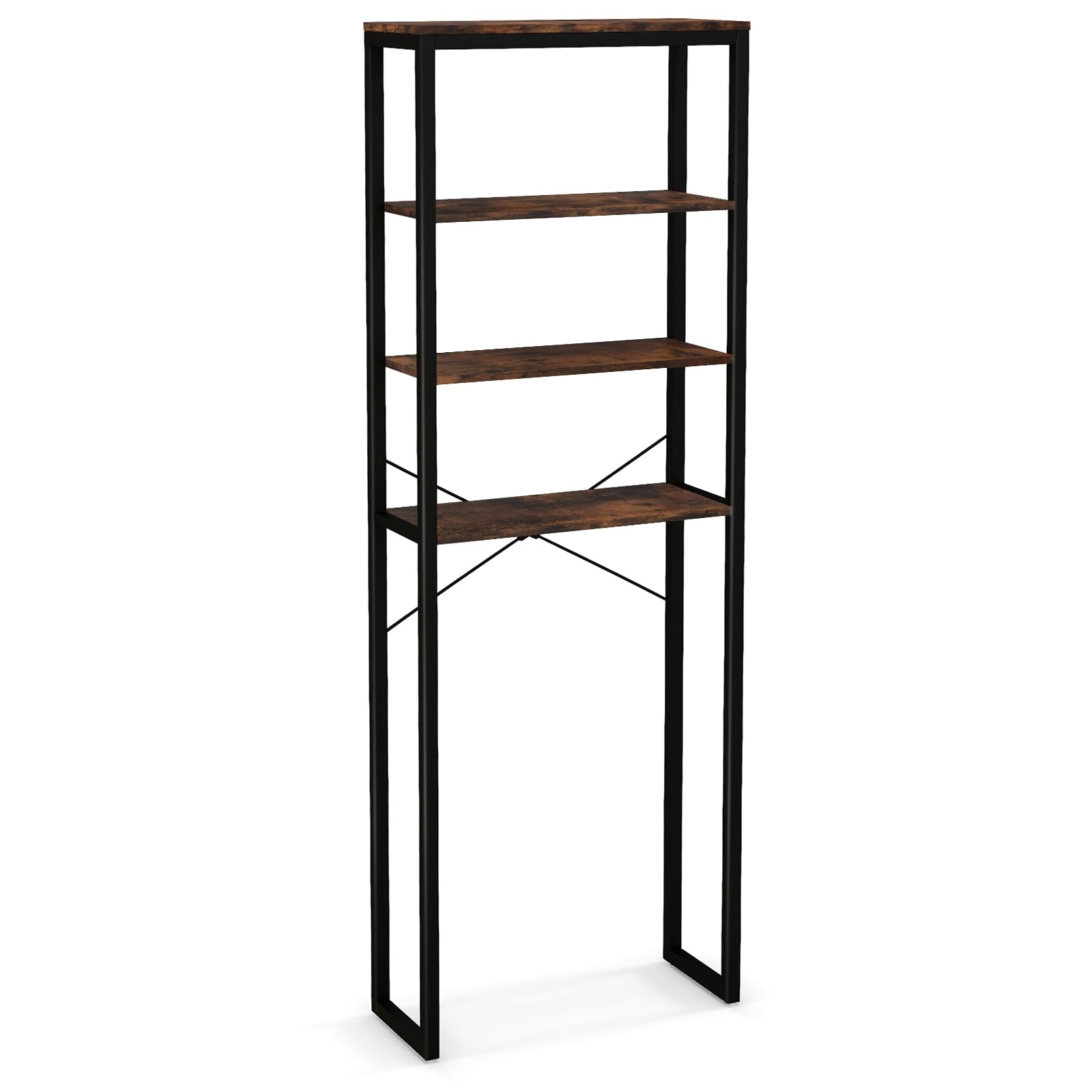 Scaffale Bagno COSTWAY 60x24x177cm | 4 Ripiani | Sopra WC | Nero/Marrone - Foto 2