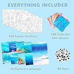 Foil Crafts for Kids, Arts Kit for Kids, Art & Craft Supplies Kits, DIY Creative Activity Travel Toy Gift, Ideal Birthday Christmas Party Favor Gifts for Girls Boys Ages 4+ (Blue)