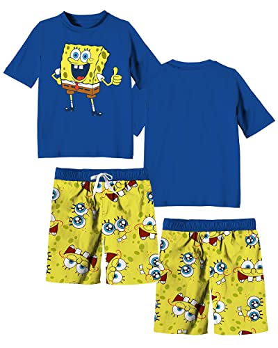 Spongebob Squarepants Boys Swim Trunk & Rashguard Set3