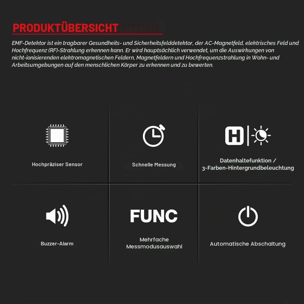 HT627 RadiationDetector Multi-Field EMF Meter Elektromagnetische Strahlung-Detektor